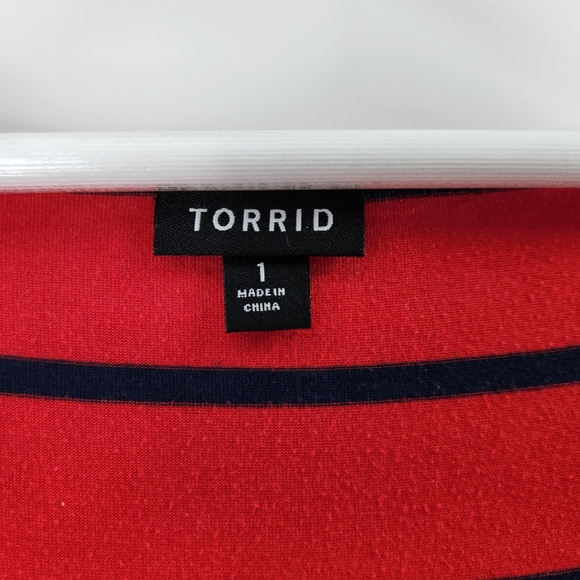 Torrid Striped Wrap Dress Red - Picture 5 of 6